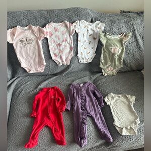 Lucky Brand Baby Bodysuits in Pink, Red, Purple, and Green